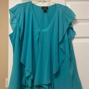 Blue Ruffle Blouse